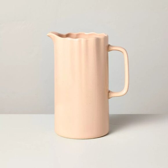 Scalloped Stoneware Beverage Pitcher